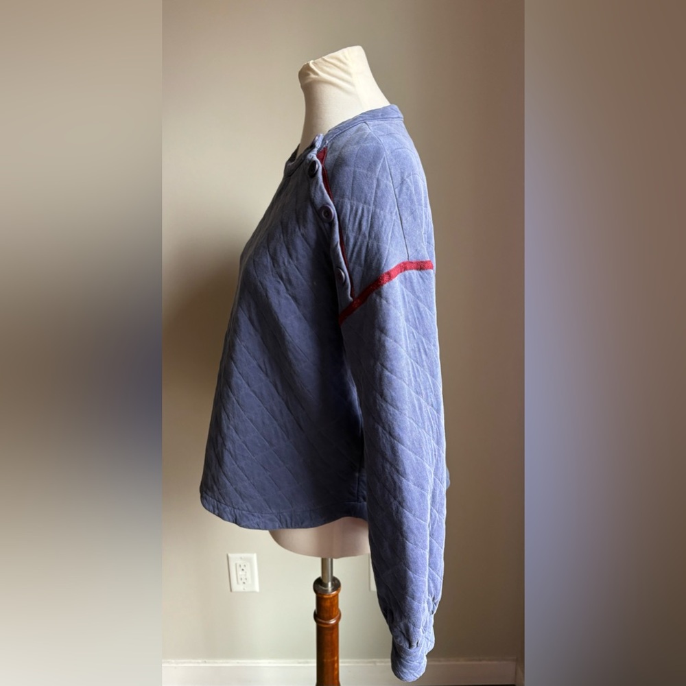 Sundry Quilted Cropped Sweatshirt Pullover In Pigment Moonlight Blue Size 1 - Picture 4 of 15